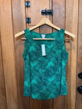 Chico’s Exotic Green and Navy Printed Sleeveless Women's Top